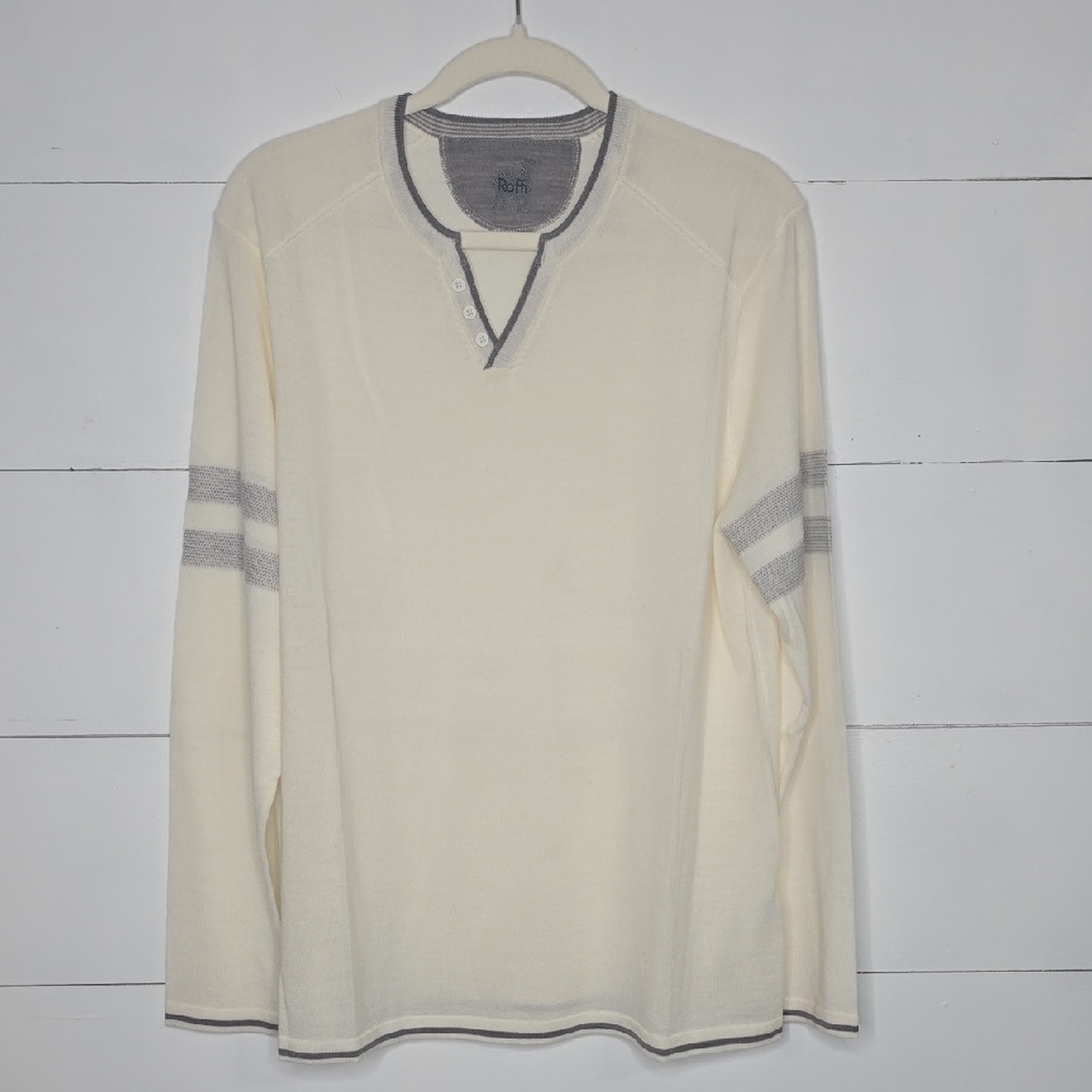 Raffi Wool- Blend Venley Shirt Off-White & Grey Sz L